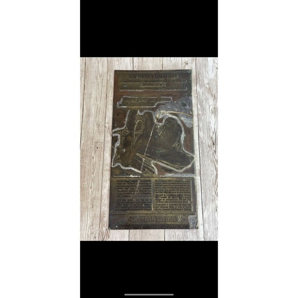 General Motors ‘Job ￼Opportunities’ Metal Letterpress Printing Press Plate GM - Picture 9 of 15